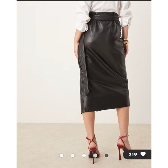 Never Fully Dressed BUNDLE of 2 Wrap Faux Leather Midi Skirts With Waist tie 6 - Picture 8 of 11